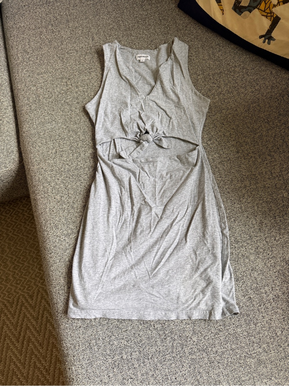 Superdown Gray Knot-Front Mini Dress